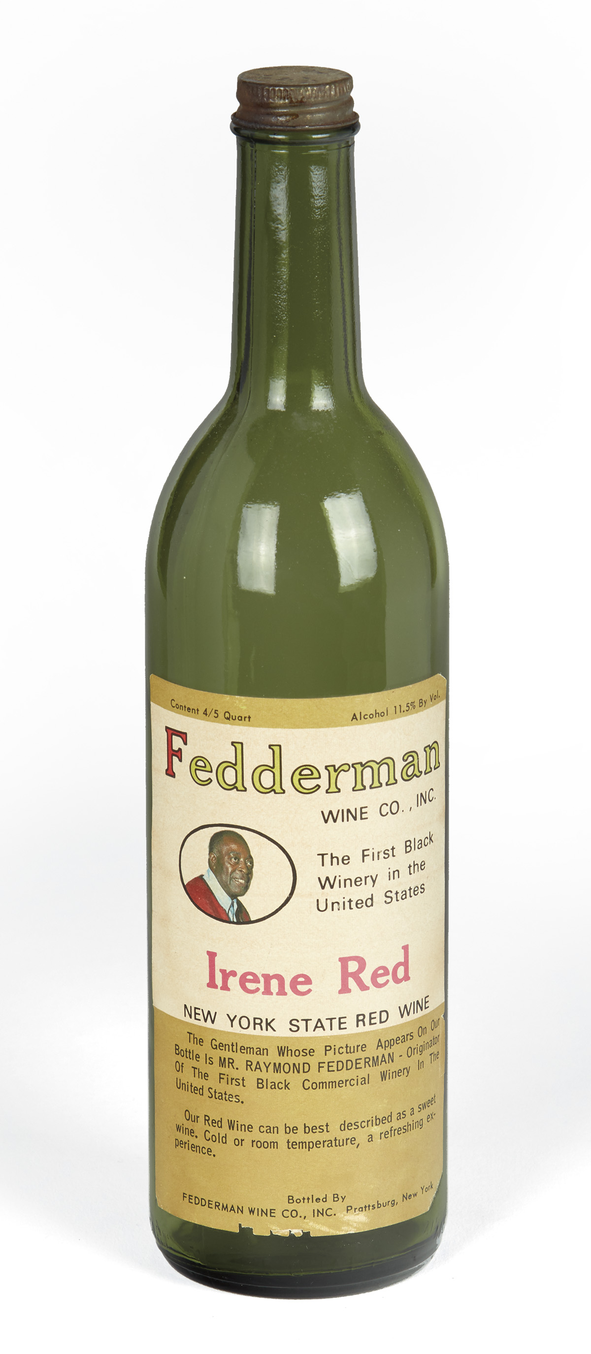 (BUSINESS.) Original bottle and advertisement from the Fedderman Wine Co., the first black winery in the United States.